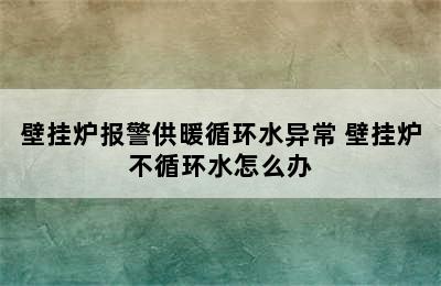 壁挂炉报警供暖循环水异常 壁挂炉不循环水怎么办